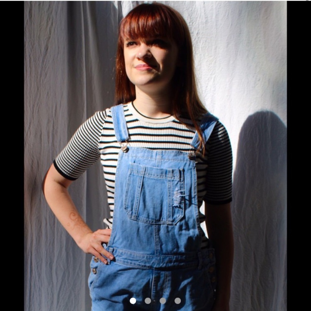 Ripped Style Bleached Overalls.